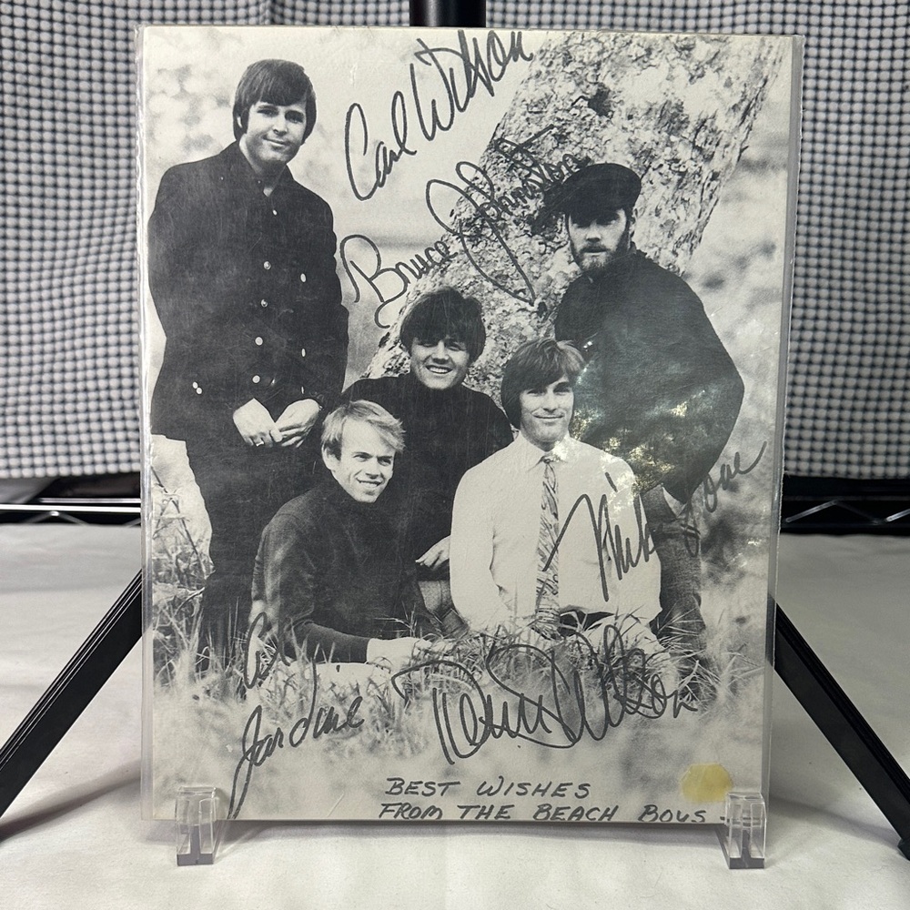 Autographed Beach Boys Black and White Photo